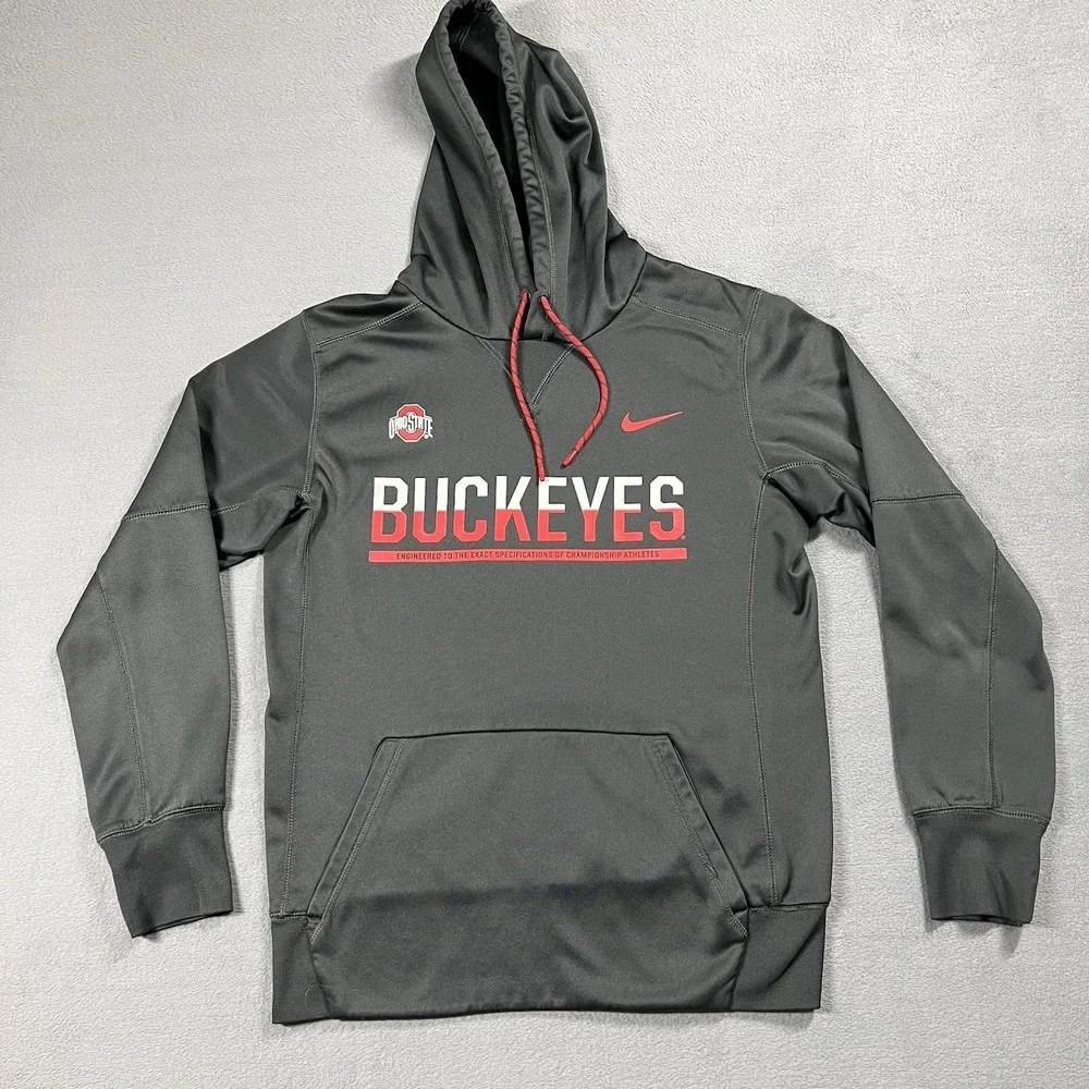 Ohio State Buckeyes Hoodie Mens S Gray Nike Football Sweatshirt NCAA Therma Fit